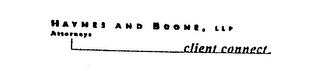 HAYNES AND BOONE, LLP ATTORNEYS CLIENT CONNECT logo