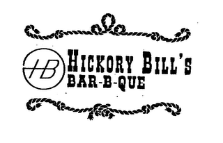 HB HICKORY BILL'S BAR-B-QUE logo