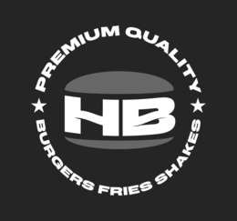 HB PREMIUM QUALITY BURGERS FRIES SHAKES logo