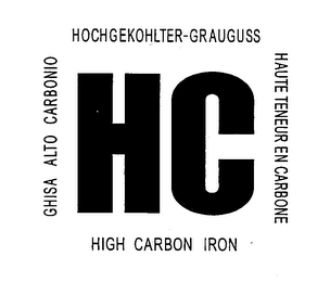 HC GHISA ALTO CARBONIO HOCHGEKOHLTER-GRAUGUSS HAUTE TENEUR EN CARBONE HIGH CARBON IRON logo