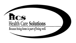 HCS HEALTH CARE SOLUTIONS BECAUSE BEING HOME IS PART OF BEING WELL. logo
