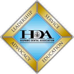 HDA HISPANIC DENTAL ASSOCIATION LEADERSHIP SERVICE ADVOCACY EDUCATION logo