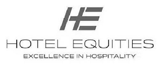 HE HOTEL EQUITIES EXCELLENCE IN HOSPITALITY logo