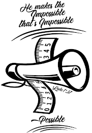 HE MAKES THE IMPOSSIBLE THAT'S IMPOSSIBLE POSSIBLE LUKE 1:37 012345 345 logo