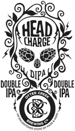 HEAD CHARGE DIPA DOUBLE IPA DOUBLE IPA OTTER CREEK BREWING CO. OCB AN ENLIGHTENED STATE OF HAZE & HOPS logo
