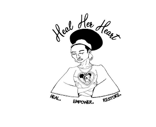 HEAL HER HEART. HEAL, EMPOWER RESTORE logo