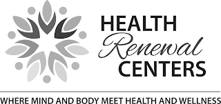 HEALTH RENEWAL CENTERS WHERE MIND AND BODY MEET HEATH AND WELLNESS logo
