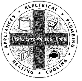 HEALTHCARE FOR YOUR HOME APPLIANCES ELECTRICAL PLUMBING COOLING HEATING logo