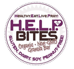 HEALTHY.EAT.LIVE.PRAY! H.E.L.P. BITES ORGANIC · NON-GMO GRANOLA BAR GLUTEN, DIARY, SOY, PEANUT-FREE ! logo