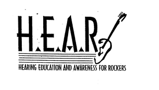 H.E.A.R. HEARING EDUCATION AND AWARENESS FOR ROCKERS logo