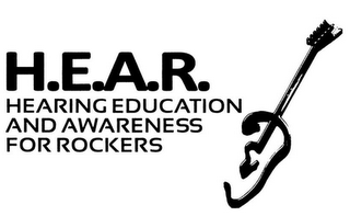 H.E.A.R. HEARING EDUCATION AND AWARENESS FOR ROCKERS logo