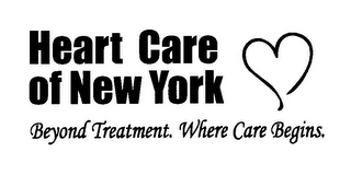 HEART CARE OF NEW YORK BEYOND TREATMENT. WHERE CARE BEGINS. logo