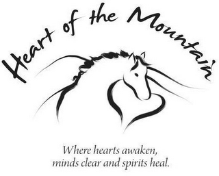 HEART OF THE MOUNTAIN WHERE HEARTS AWAKEN, MINDS CLEAR AND SPIRITS HEAL. logo