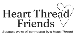 HEART THREAD FRIENDS BECAUSE WE'RE ALL CONNECTED BY A HEART THREAD logo