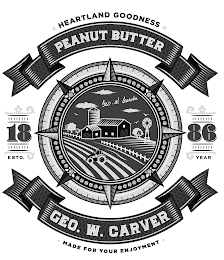 HEARTLAND GOODNESS PEANUT BUTTER GEO. W. CARVER 18 86 ESTD. YEAR GEO. W. CARVER MADE FOR YOUR ENJOYMENT logo