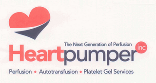 HEARTPUMPER INC THE NEXT GENERATION OF PERFUSION PERFUSION · AUTOTRANSFUSION · PLATELET GEL SERVICES logo