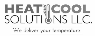HEAT AND COOL SOLUTIONS LLC. WE DELIVERYOUR TEMPERATURE logo