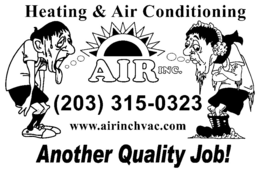 HEATING & AIR CONDITIONING AIR INC. (203) 315-0323 WWW.AIRINCHVAC.COM ANOTHER QUALITY JOB! logo