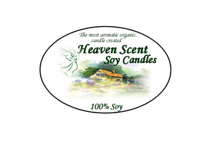 HEAVEN SCENT SOY CANDLES 100% SOY THE MOST AROMATIC ORGANIC CANDLE CREATED. logo