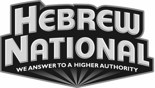 HEBREW NATIONAL WE ANSWER TO A HIGHER AUTHORITY logo