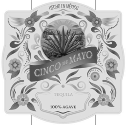 HECHO EN MÉXICO CINCO DE MAYO TEQUILA 100% AGAVE logo