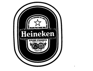 HEINEKEN HORS CONCOURS MEMBRE DU JURY PARIS 1900 GRAND PRIX 1889 DIPLOME D'HONNEUR AMSTERDAM 1883 MEDAILLE D'OR PARIS 1875 logo