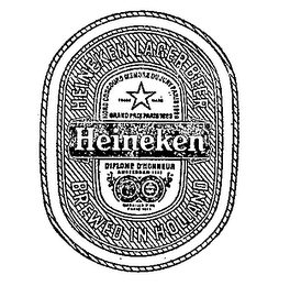 HEINEKEN LAGER BEER BREWED IN HOLLAND HORS CONCOURS MEMBRE DU JURY PARIS 1900 TRADE MARK GRAND PRIX PARIS 1889 DIPLOME D'HONNEUR AMSTERDAM 1883 MEDAILLE D'OR PARIS 1875 logo