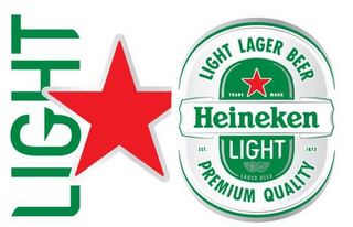 HEINEKEN LIGHT LIGHT LAGER BEER PREMIUM QUALITY logo