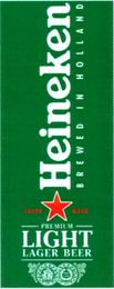HEINEKEN PREMIUM LIGHT LAGER BEER BREWED IN HOLLAND logo