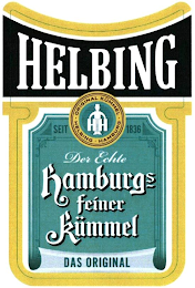 HELBING · ORIGINAL KÜMMEL  · HELBING · HAMBURG H H SEIT 1836 DER ECHTE HAMBURGS FEINER KÜMMEL DAS ORIGINAL logo