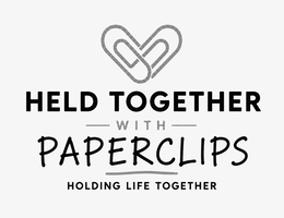 HELD TOGETHER WITH PAPERCLIPS HOLDING LIFE TOGETHER logo