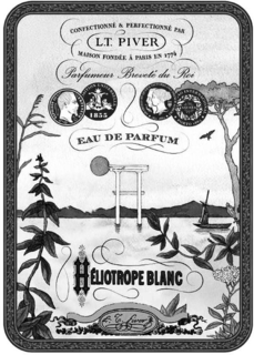 HELIOTROPE BLANC CONFECTIONNÉ & PERFECTIONNÉ PAR L.T. PIVER MAISON FONDÉE À PARIS EN 1774 PARFUMEUR BREVETé DU ROI EAU DE PARFUM logo