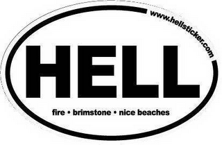HELL FIRE BRIMSTONE NICE BEACHES WWW.HELLSTICKER.COM logo