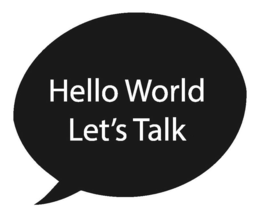HELLO WORLD LET'S TALK logo