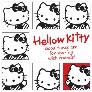HELLOW KITTY GOOD TIMES ARE FOR SHARING WITH FRIENDS! logo
