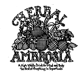 HERBAL AMBROSIA A HIGH VITALITY DRINK FOR MIND AND BODY THE BEST OF EVERYTHING IN SUPERFOODS logo