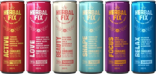 HERBAL FIX ACTIVE FIX MORE THAN YOUR THIRST GUARANA & BANANA ; HERBAL FIX LOVE FIX MORE THAN YOUR THIRST DRAGONFRUIT & STRAWBERRY ; HERBAL FIX BEAUTY FIX MORE THAN YOUR THIRST MANGO ; HERBAL FIX SHAPE FIX MORE THAN YOUR THIRST PEACH ; HERBAL FIX FOCUS FIX MORE THAN YOUR THIRST PASSIONFRUIT ; HERBAL FIX RELAX FIX MORE THAN YOUR THIRST CHERRY logo