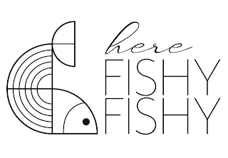 HERE FISHY FISHY logo