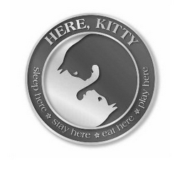 HERE, KITTY SLEEP HERE STAY HERE EAT HERE PLAY HERE logo