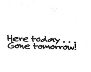 HERE TODAY... GONE TOMORROW! logo