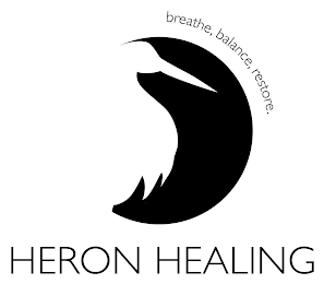 HERON HEALING BREATHE, BALANCE, RESTORE. logo