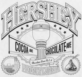 HERSHEY PENNSLYVANIA COCOA AVE CHOCOLATE AVE CHOCOLATE TOWN U.S.A. logo