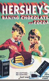HERSHEY'S, BAKING CHOCOLATE, AND COCOA, BAKING DRINKING CHOCOLATE, NO CUTTING, NO SHAVING, JUST MELT, 1. OZ PIECES INDIVIDUALLY WRAPPED, THE GREATEST COCOA SALES ON EARTH logo