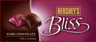 HERSHEY'S BLISS DARK CHOCOLATE RICH & CREAMY logo