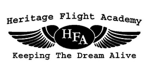 HFA HERITAGE FLIGHT ACADEMY KEEPING THE DREAM ALIVE logo