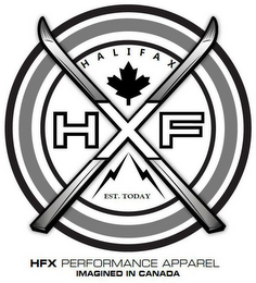 HFX PERFORMANCE APPAREL IMAGINED IN CANADA HXF HALIFAX EST. TODAY logo