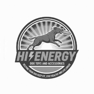HI ENERGY DOG TOYS AND ACCESSORIES HELPING YOUR DOG KEEP FIT, STAY HEALTHY AND LIVE LONGER logo