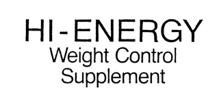 HI-ENERGY WEIGHT CONTROL SUPPLEMENT logo