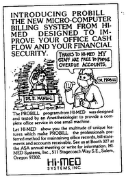 HI-MED SYSTEMS, INC. DR. E. MANUAL DR. PROBILL INTRODUCING PROBILL THE NEW MICRO-COMPUTER BILLING SYSTEM FROM HI-MED DESIGNED TO IMPROVE YOUR OFFICE CASH FLOW AND YOUR FINANCIAL SECURITY. logo