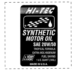 HI-TEC SYNTHETIC MOTOR OIL SAE 20W/50 TROPICAL FORMULA EXTRA MOLYBDENUM FUEL SAVING logo